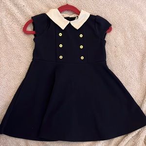 Navy and white collar dress